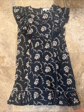 Sea Flutter Sleeve Floral Print Mini Dress